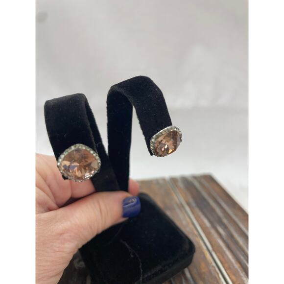 Women's Cushion Pink Stone CZ Earrings Stud - Picture 5 of 6